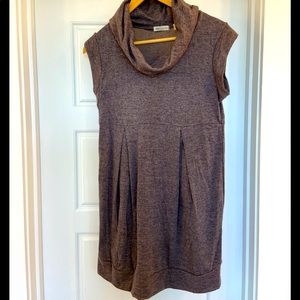 Maternity Cowl Neck Knit Top. Size Large. Dark Gray Print.